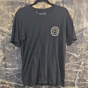Hurley Black Short Sleeve Tee with Green Logo